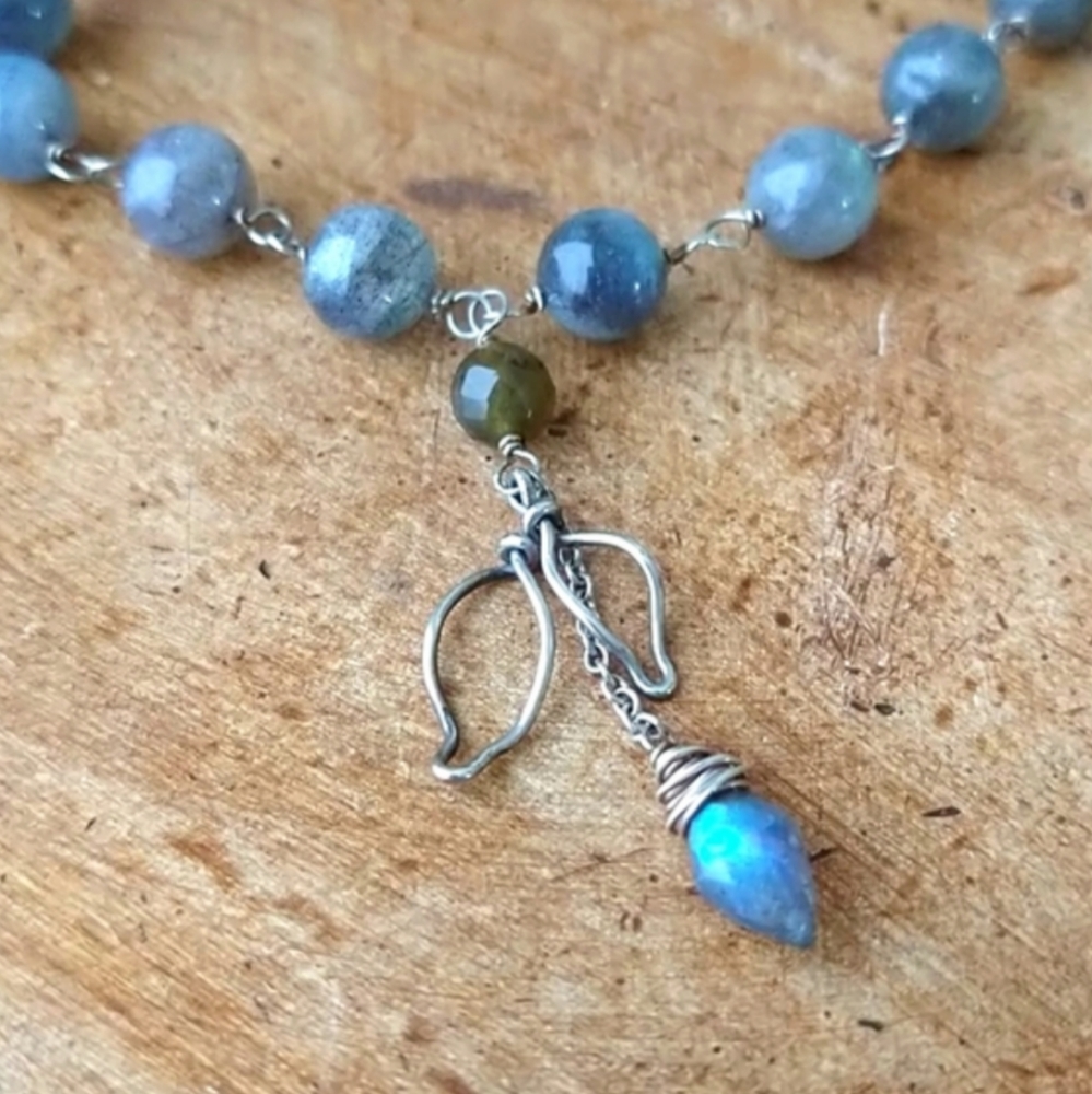 Vintage Labradorite 925 Sterling Silver Bracelet.